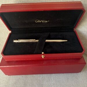 Cartier Silver Writing Instrument in Red Case
